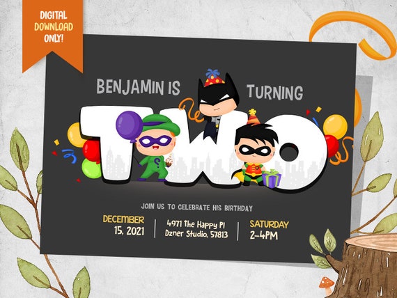 Superheroes Invitation  FREE Thank You Card Cute Superhero