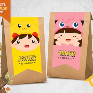 Autocollant de sac de fête monster, étiquette de sac de butin d’anniversaire pour enfants en costume de monstre, étiquette de sac de fête de costume d’animal, autocollant de sac de faveur pour enfants, sac de bonbons