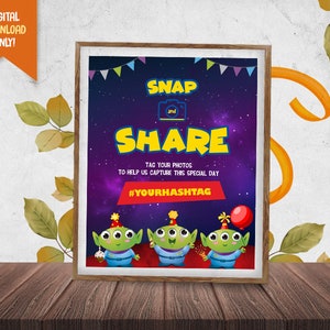 Aliens Hashtag Sign Board, Alien Photo Table Sign, Cute Aliens Party Sign, Space Hashtag Birthday Sign, Digital Poster, Poster Signage