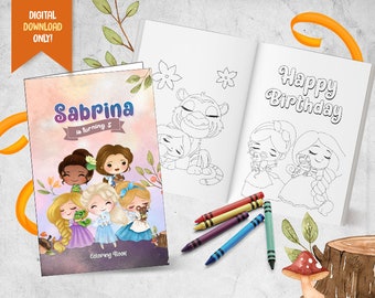 Princess Coloring Book, Cute Princess Printable Activity Book, Kids Birthday Coloring Book, Princesses Party Game, Coloring Activity