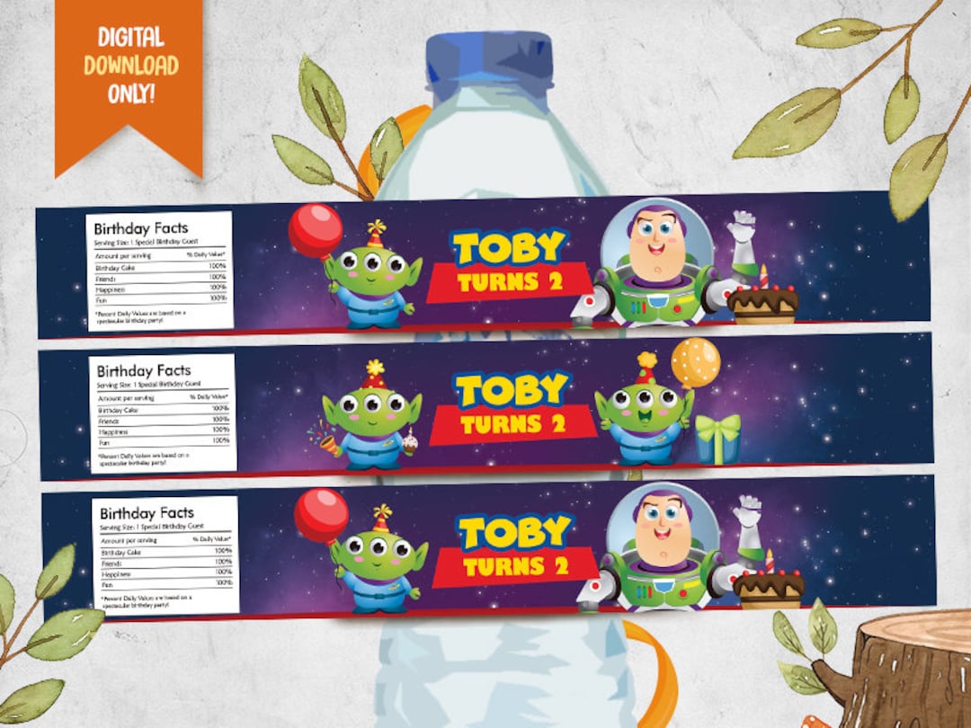 Astronaut Digital Water Bottle Label, Aliens Printable Bottle Wrapper ...