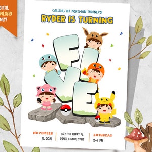 Monster Invite + FREE Thank You Card, Kids in Cute Costume Birthday Invitation, Animal Costume Party Invite, Kids Birthday Card