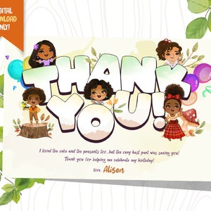 Cartão de agradecimento de irmãs mágicas, cartão de lembrança de irmãs fofas, cartão de agradecimento digital de família mágica, cartão de aniversário de meninas, cartão de festa de menina