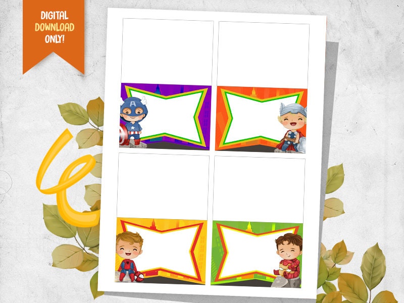 Superheroes Food Label INSTANT DOWNLOAD Cute Superhero Food | Etsy