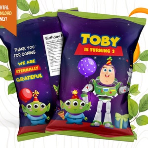 Aliens Birthday Chip Bag, Cute Aliens Party Bag, Space Ranger Favor Bag, Alien Chip Pouch, Kids Party Favor, Birthday Goodie Bag Label