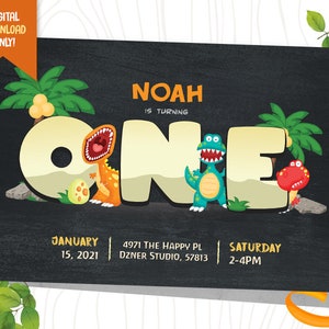 Dino Uitnodiging + GRATIS Bedankkaart, Dinosaur verjaardagsuitnodiging, Trex Party Printable, Cute Dino Invite, Dino Kid Invitation, 1e verjaardag
