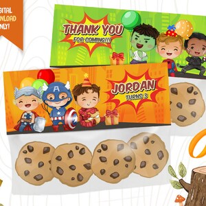 Superhero Digital Treat Bag Toppers, Cute Superheroes Favor Bag Toppers, Kids Birthday Treat Bag Toppers, Party Favor Topper, Bag Toppers