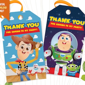 Cowboy Thank You Tags, INSTANT DOWNLOAD, Astronaut Favor Tags, Cowgirl Birthday Tag, Dino Digital Printable Label, Cute Toys Party Sticker