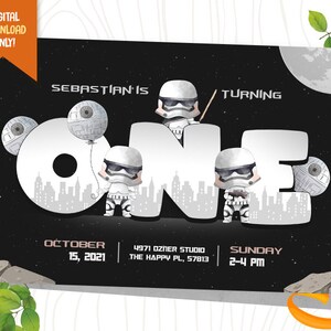 Space Character Invitation + FREE Thank You Card, Space Trooper Birthday Invite, Galaxy Party Invite, Space Kid Birthday Card, Favor Card