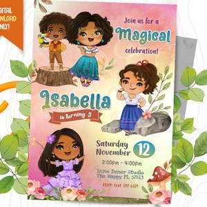 Invito Sorelle Magiche + Biglietto di ringraziamento GRATUITO, Invito di compleanno Sorelle carine, Invito famiglia magica, Invito di compleanno per ragazze, Invito per ragazze