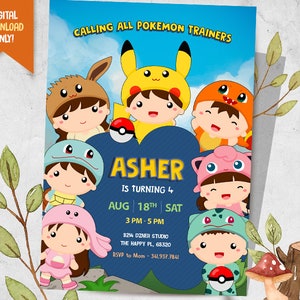 Monster Invite + FREE Thank You Card, Kids in Monster Costume Birthday Invitation, Cute Animal Costume Party Invite, Kids Birthday Card