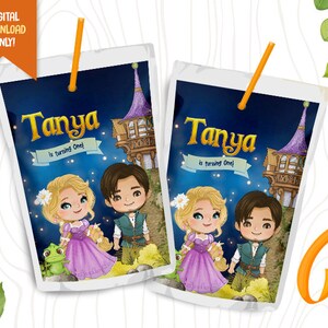 Princess Digital Juice Label, Prinzessin Saftbeutel Label, Royal Party Tasche Label, Mädchen Saft Wrapper, Princess Juice Bag Label Sticker