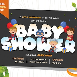 Superhero Baby Shower Digital Invitation, Superheroes Invitation, Heroes Baby Shower, Baby Shower Digital Invite, Printable Invitation
