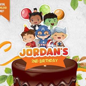 Superhero Cake Topper, Superheroes Birthday Cake Topper, Baby Hero Party Topper, Cute Superhero Printable Topper, Kids Cake Birthday Label