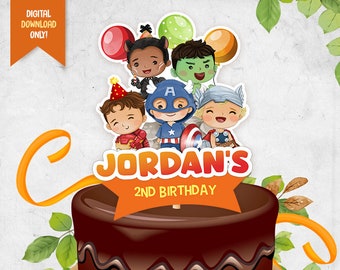 Superhero Cake Topper, Superheroes Birthday Cake Topper, Baby Hero Party Topper, Cute Superhero Printable Topper, Kids Cake Birthday Label