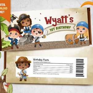 Pirate Kids Chocolate Bar Wrapper, Cute Pirates Candy Wrapper, Pirate Birthday Party Wrapper, Treasure Map Chocolate Label, Party Decor