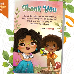 Cartão de agradecimento de irmãs mágicas, cartão de lembrança de irmãs fofas, cartão de agradecimento digital de família mágica, cartão de aniversário de meninas, cartão de festa de menina