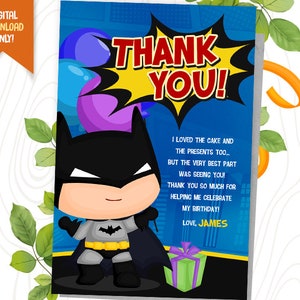 Cartão de agradecimento digital de super-heróis, lembrancinha de festa de super-heróis, cartão de festa de herói fofo, cartão de lembrança de aniversário de herói de bebê, festa de aniversário de super menino