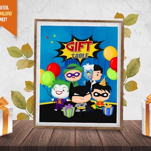 Superhero Gift Table Sign, Superheroes Gift Table Printable, Cute Heroes Gift Sign Decor, Kids Birthday Gift Table Label, Digital Sign