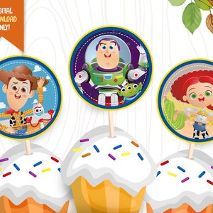 Cowboy Cupcake Toppers, INSTANT DOWNLOAD, Astronaut Birthday Party Label, Cute Toys Printable Decorations, Kids Cupcake Toppers