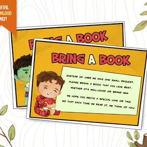 Superhéroe Baby Shower Trae un libro, DESCARGA INSTANTE, Biblioteca del bebé Cute Heroes, Libro de superhéroes para bebé, Juegos de baby shower, Libros para bebés