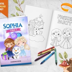 Libro para colorear de princesas de nieve, lindo libro de actividades imprimible de princesas, libro para colorear de cumpleaños para niños, juego de fiesta de princesas de hielo, actividad para colorear