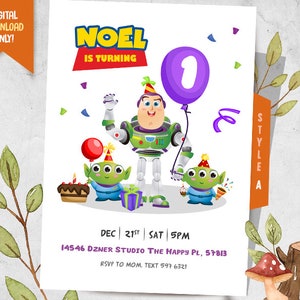 Astronaut Invitation + FREE Thank You Card, Cute Aliens Digital Birthday Invite, Cute Space Toy Party Printable, Astronaut Party Invitation