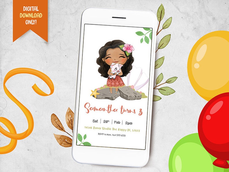 Princess Mobile Invitation Cute Princess iPhone Invitation Baby Princess Party Electronic Invitation Birthday Mobile Evite