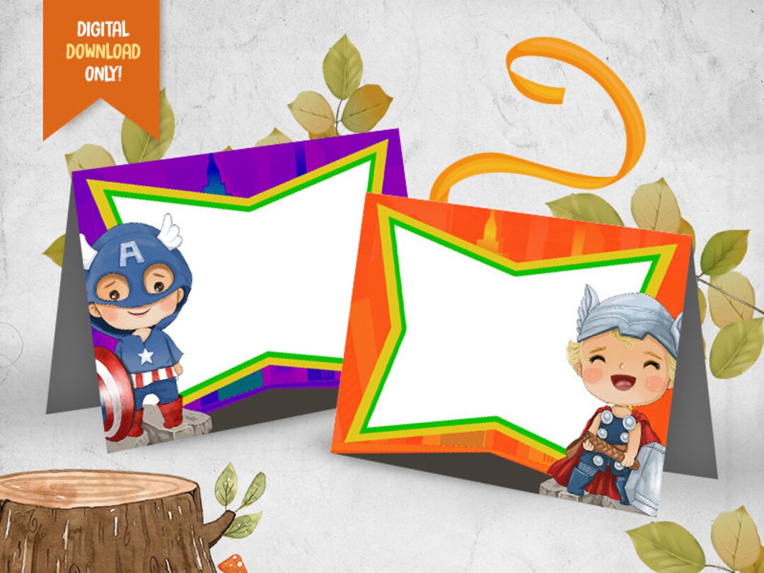 Superheroes Food Label, INSTANT DOWNLOAD, Cute Superhero Food Tent Card ...