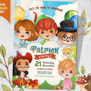 Magical Kids Invite + FREE Thank You Card, Flying Friends Birthday Invite, Magical Party Invite, Pirate Birthday Invitation, Fairy Invite