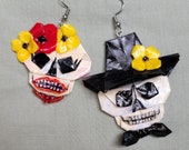 Origami Día de los Muertos Earrings - Nickel Free