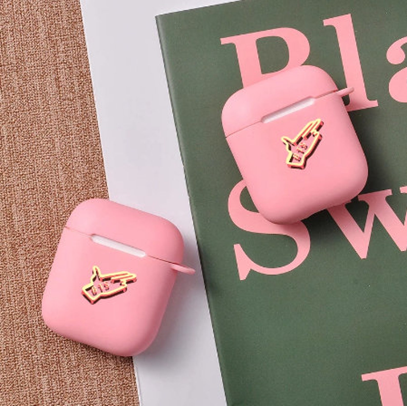 BTS Airpod Case Pink Airpods Case For Airpods 2 1 Cover Etsy