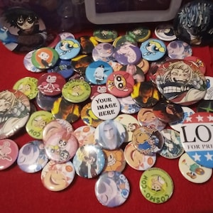 Custom Pinback Buttons Personalized Buttons  Anime Manga Videogame Create Design Your Own Button Pins Bundle!