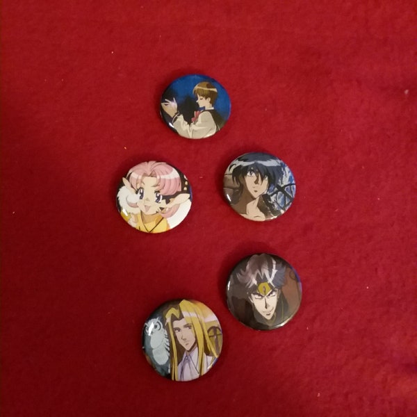 ¡Cosplay hecho a mano personalizado Anime Manga videojuego Gamer Mecha Vision Moon chica mágica regalo Retro botón Pin Set!