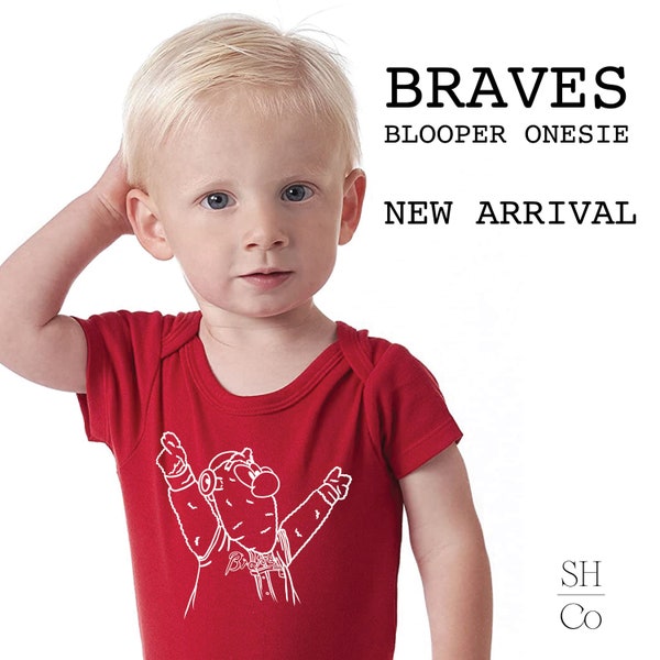 Atlanta Braves Blooper Onesie  | Blooper Mascot Vintage Baby Toddler Gear | Custom ATL Braves Baseball Apparel | Chop Chop | Handmade Gerber