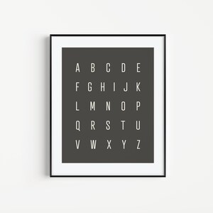 Modern alfabet afdrukbaar, ABC poster, minimalistische kinderkamer kunst aan de muur, ABC kinderkamer kunst teken, genderneutraal
