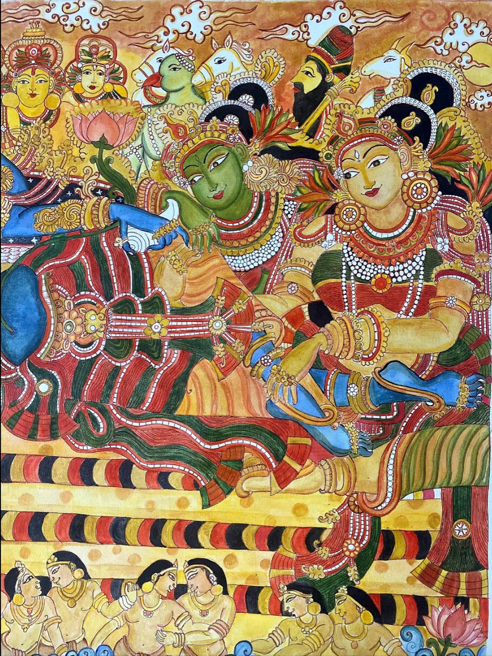 Ananthasayanam Original Handmade Kerala Mural Painting on Etsy