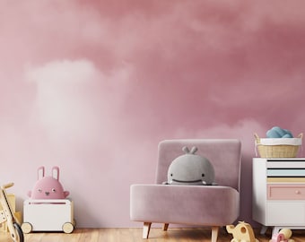 Pink Sky Wallpaper: Peel and Stick Cloud Wall Mural