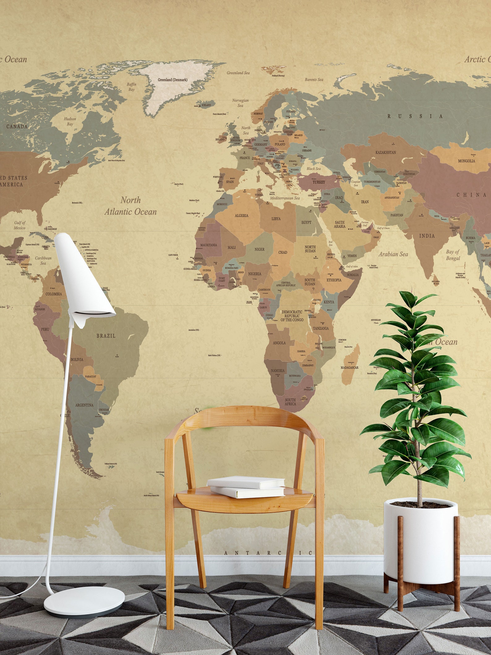 Textured Vintage World Map Wallpaper for Decor Self Adhesive Etsy