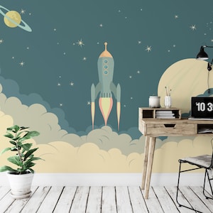 Rakete Raumschiff Peel and Stick Wallpaper, Space Shuttle für Kinderzimmer