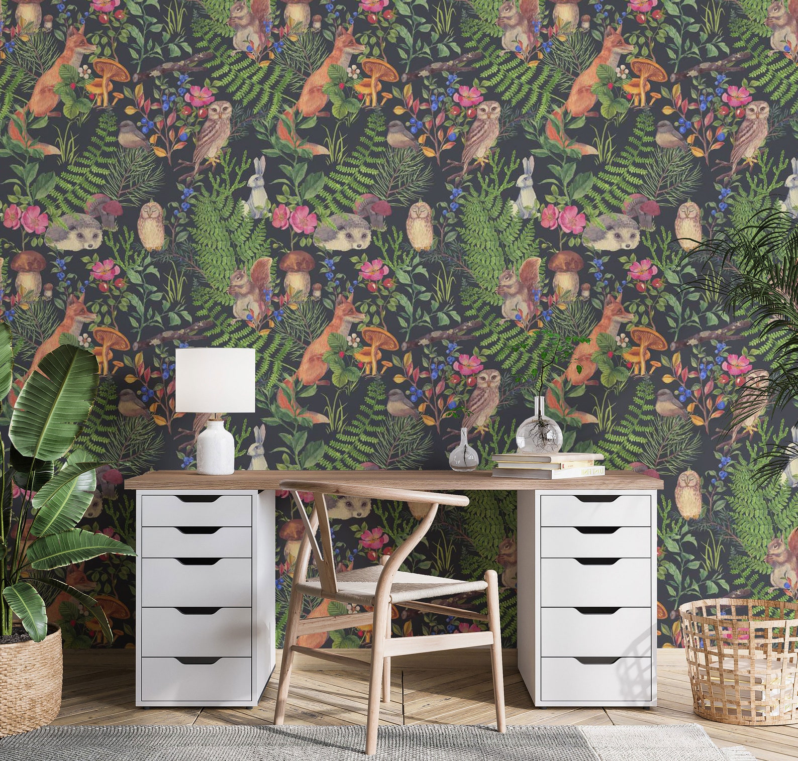 Forest Animals Removable Wallpaper Kids Wallpaper Peel and Etsy