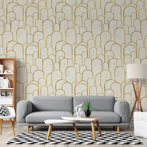 Carta da parati Gold Art Deco Peel and Stick, autoadesiva, carta da parati di design di Amazing Wallpaper
