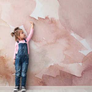 Pink Watercolor Wallpaper | Girls Room Peel and Stick Wall Mural | Self ...