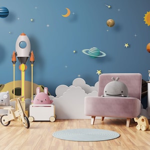 Erstaunliche Weltraum Galaxy Wallpaper, Planet abnehmbare Wallpaper, Kinderzimmer selbstklebend, Kinderzimmer Peel and Stick