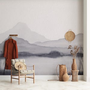 Purple Ombre Mountain Wallpaper Mural - Peel and Stick Removable Wallpaper