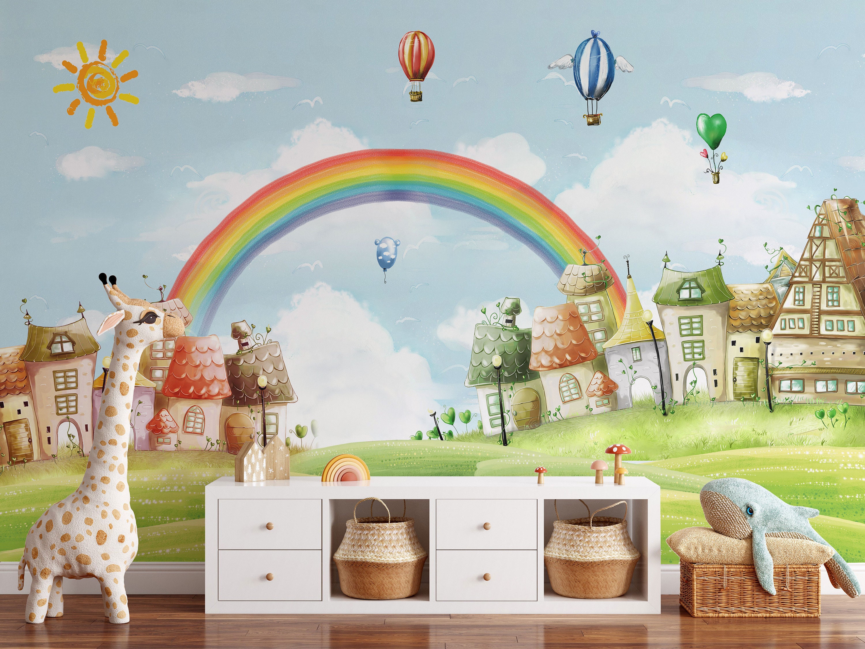 昭和レトロ RAINBOW　RJOY　ブリーフ　キュプラ100％　（M /ライトグリーン） Rainbow City Wallpaper: Kids Room Decor, Self Adhesive or