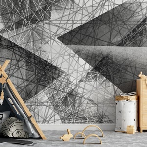 Monochrome Geometrische Web Abstrakte Tapete Wandbild-A281