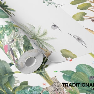Tropical Jungle Animals Wallpaper Mural – Peel and Stick Safari Kids ...