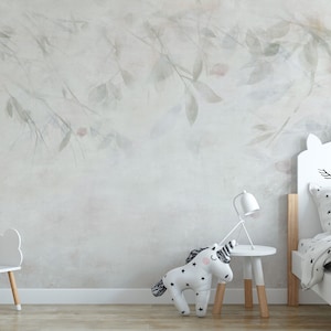 Carta da Parati Romantica con Foglie Colorate Chiare - Elegante Decorazione da Parete per Soggiorno, Camera da Letto, Ufficio - Interior Design Ispirato alla Natura