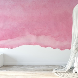 Pink Watercolor World Map Peel and Stick Wallpaper Mural